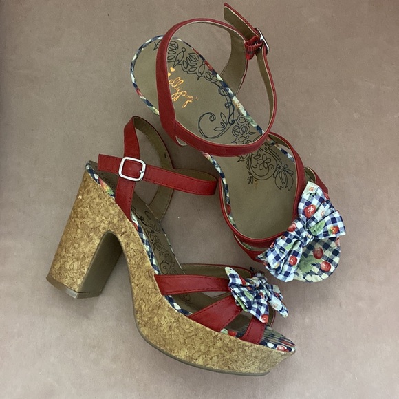 Jellypop Shoes - Funky Red Jellypop Sandals with Gingham Bow - Sz 10
